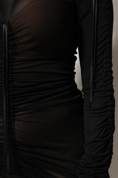 Dolce & Gabbana Schwarzes Bodycon Kleid mit Maschenbesatz