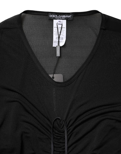 Dolce & Gabbana Schwarzes Bodycon Kleid mit Maschenbesatz
