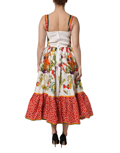 Dolce & Gabbana Weißes Gemüse Ärmelloses Kleid in A-Linie