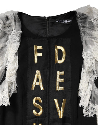 Dolce & Gabbana Schwarzes Fashion Devotion Verschönertes Minikleid