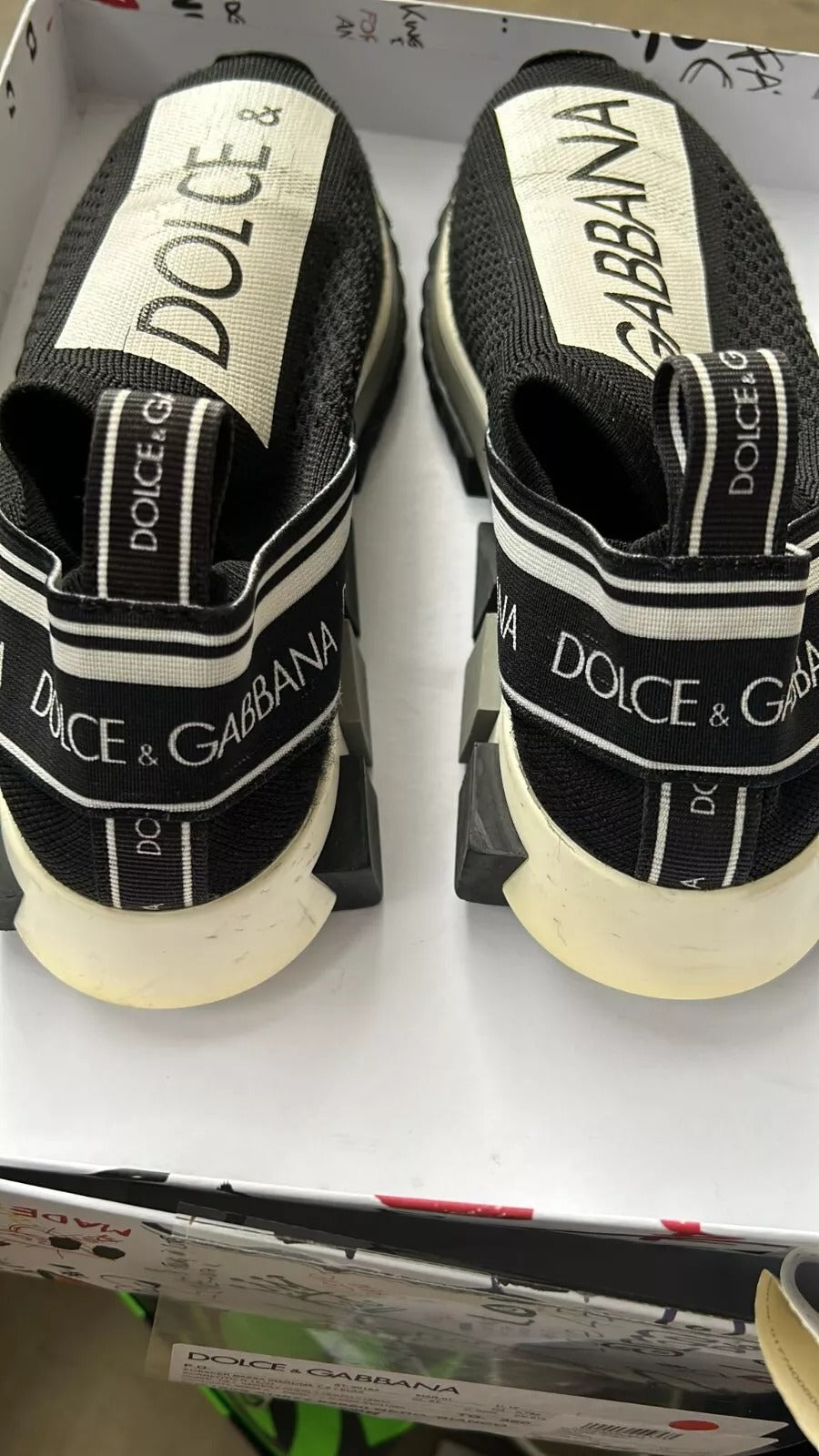 Dolce & Gabbana Schwarz Weiß Slip On Sorrento Sneakers Schuhe