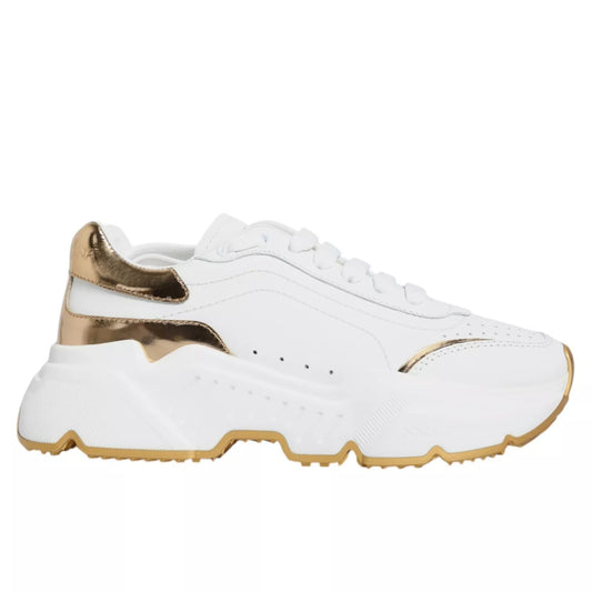 Dolce & Gabbana Weiß Gold Daymaster Low Top Turnschuhe Schuhe