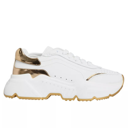 Dolce & Gabbana Weiß Gold Daymaster Low Top Turnschuhe Schuhe