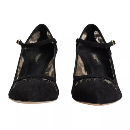 Dolce & Gabbana Schwarz Mary Jane Taormina Spitze Pumps Schuhe