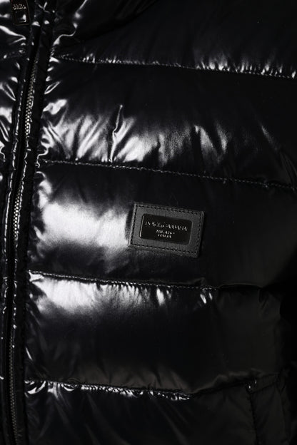 Dolce & Gabbana Schwarze Logo-Plakette Full Zip Pufferjacke