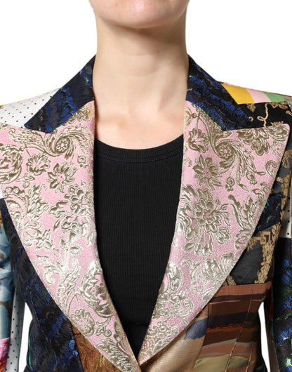 Dolce & Gabbana Multicolor Floral Patchwork Jacquard Jacke