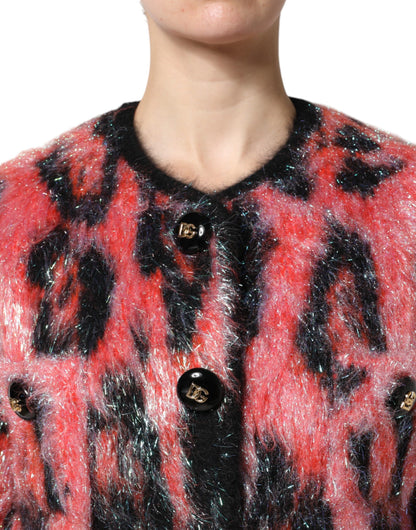 Dolce & Gabbana Roter Mohair-Woll-Cardigan mit Knopfleiste