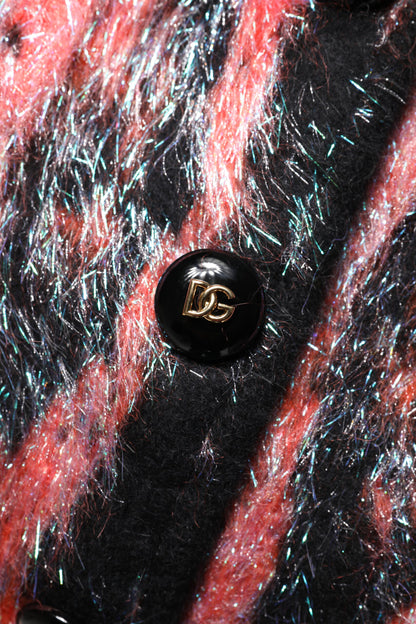 Dolce & Gabbana Roter Mohair-Woll-Cardigan mit Knopfleiste