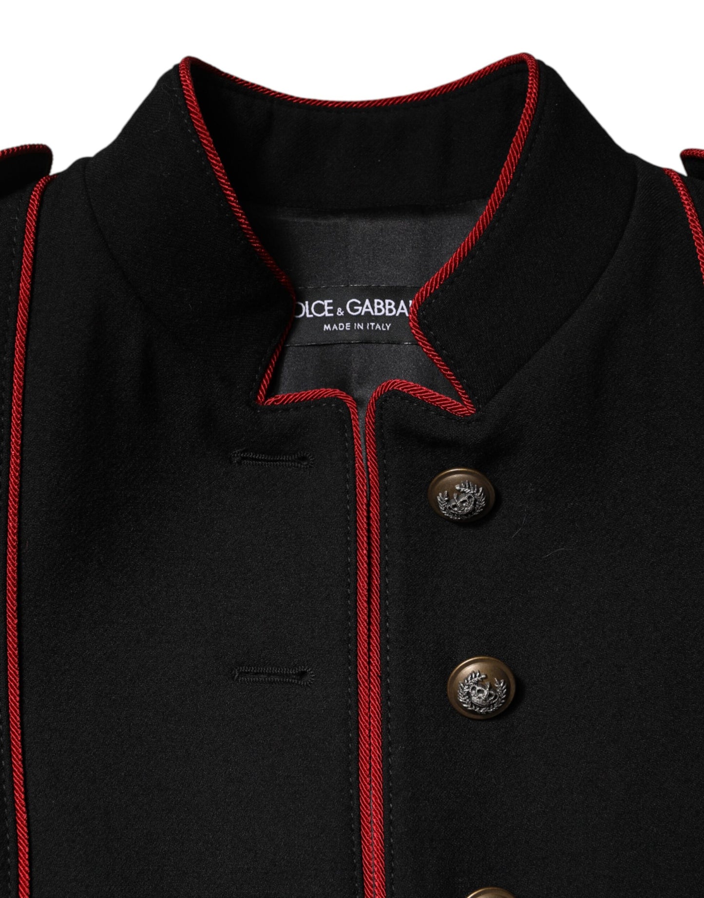 Dolce & Gabbana Schwarzer einreihiger Trenchcoat aus Wolle