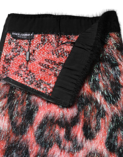 Dolce & Gabbana Multicolor Plüsch Minirock mit hoher Taille