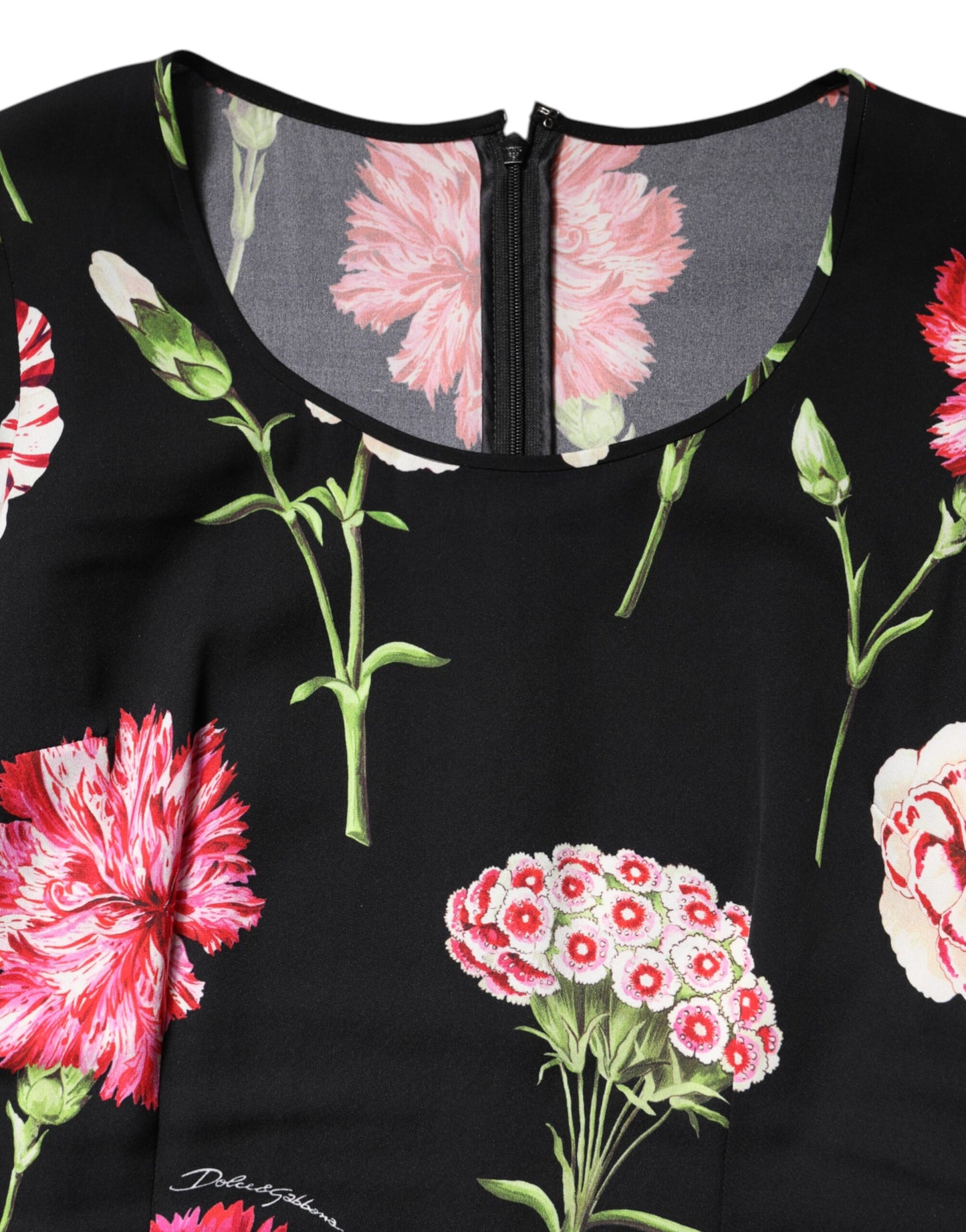 Dolce & Gabbana Schwarzes geblümtes langärmeliges Damenblusentop