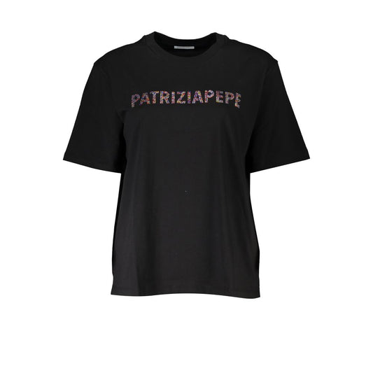 Patrizia Pepe Schickes strassbesetztes T-Shirt mit Rundhalsausschnitt