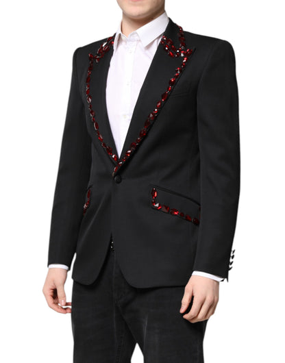 Dolce & Gabbana Schwarzer SICILIA CrystalEmbellished Mantel Blazer