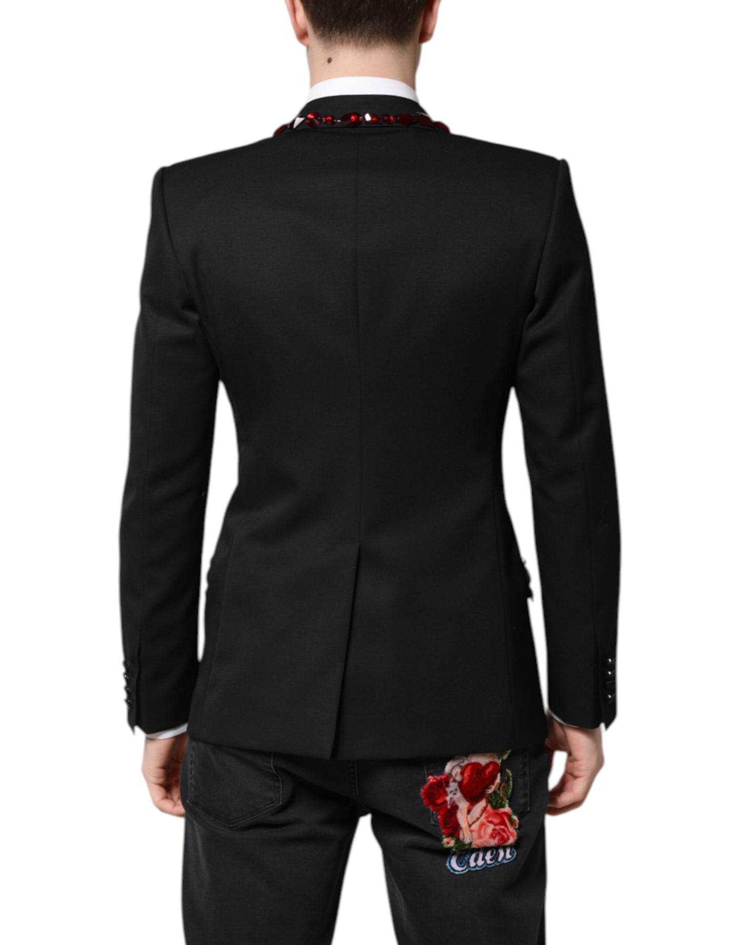 Dolce & Gabbana Schwarzer SICILIA CrystalEmbellished Mantel Blazer