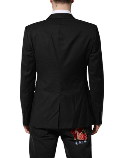 Dolce & Gabbana Schwarzer GOLD Einreihiger Anzug Blazer