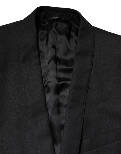 Dolce & Gabbana Schwarzer GOLD Einreihiger Anzug Blazer
