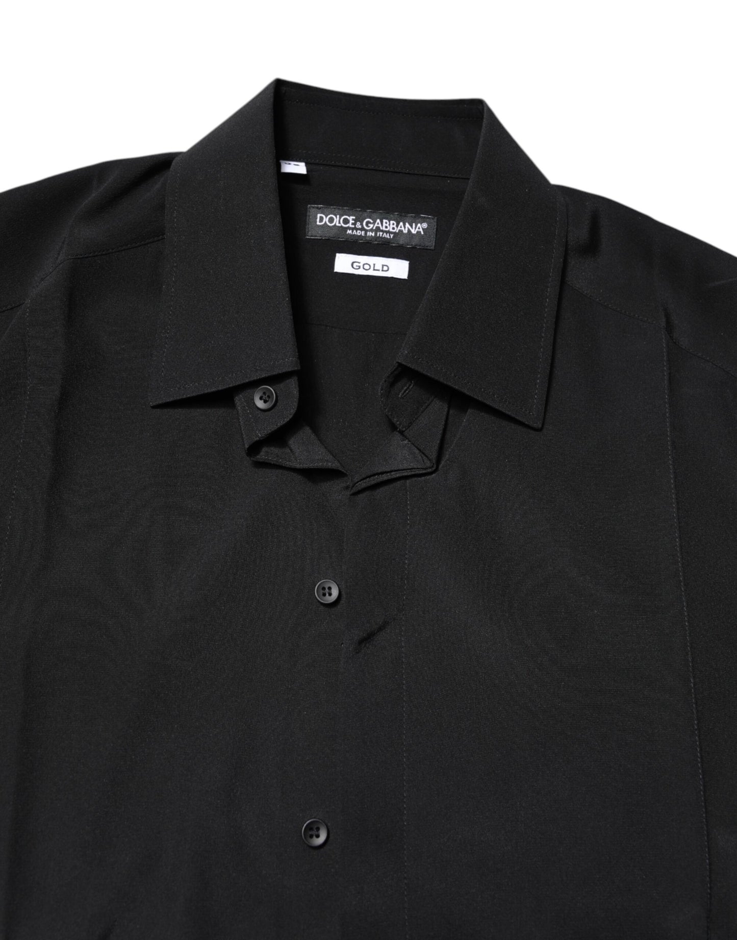 Dolce & Gabbana Schwarzes Seidenhemd GOLD mit langen Ärmeln