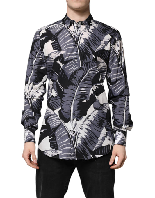 Dolce & Gabbana Multicolor GOLD Baumwollhemd mit Bananenblattdruck