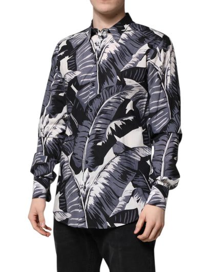 Dolce & Gabbana Multicolor GOLD Baumwollhemd mit Bananenblattdruck