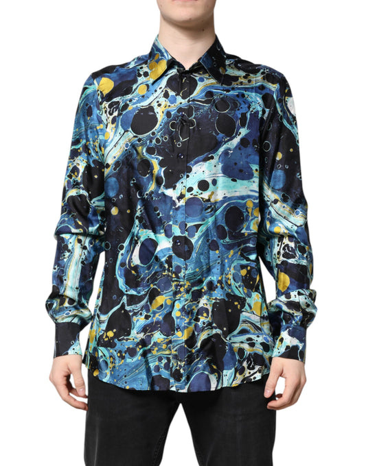 Dolce & Gabbana Mehrfarbig marmoriertes MARTINI Hemd