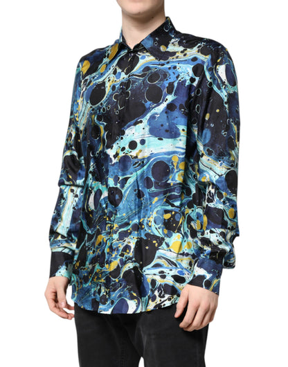 Dolce & Gabbana Mehrfarbig marmoriertes MARTINI Hemd