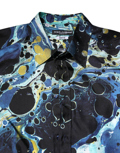 Dolce & Gabbana Mehrfarbig marmoriertes MARTINI Hemd
