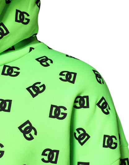 Dolce & Gabbana Grüner Polyester DGLogo Print Kapuzenpullover