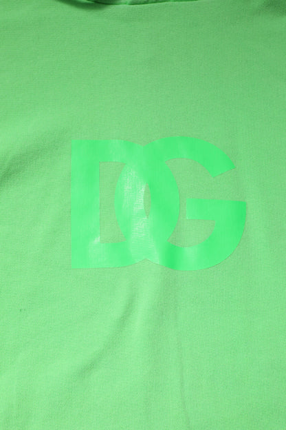 Dolce & Gabbana Grüner Cotton DG Logo Print Kapuzenpullover