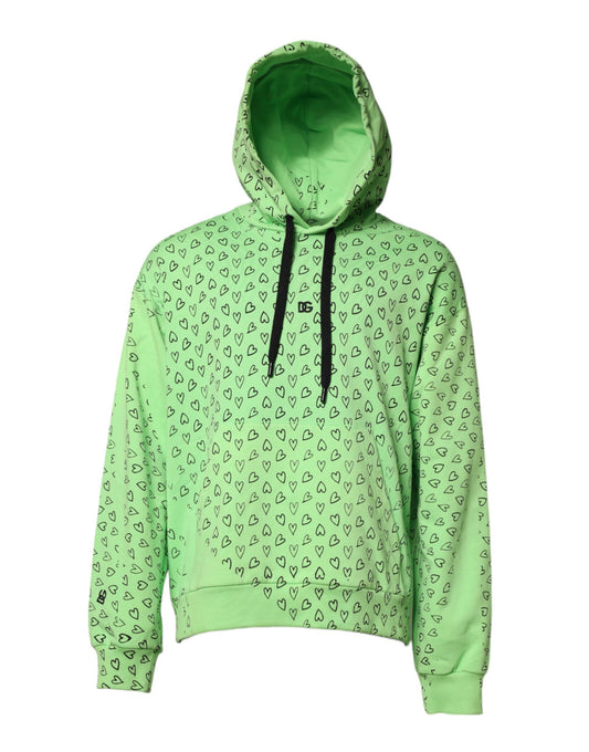 Dolce & Gabbana Grüner Kapuzenpullover mit Herz-Logo aus Baumwolle