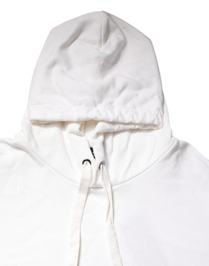 Dolce & Gabbana Weißes Sweatshirt mit geprägtem Logo und Kapuze Pullover