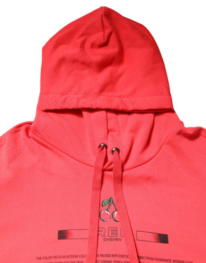 Dolce & Gabbana Rotes Logo bedrucktes Sweatshirt mit Kapuze Pullover