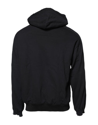Dolce & Gabbana Schwarzes Baumwoll-Logo-Sweatshirt mit Kapuze Pullover