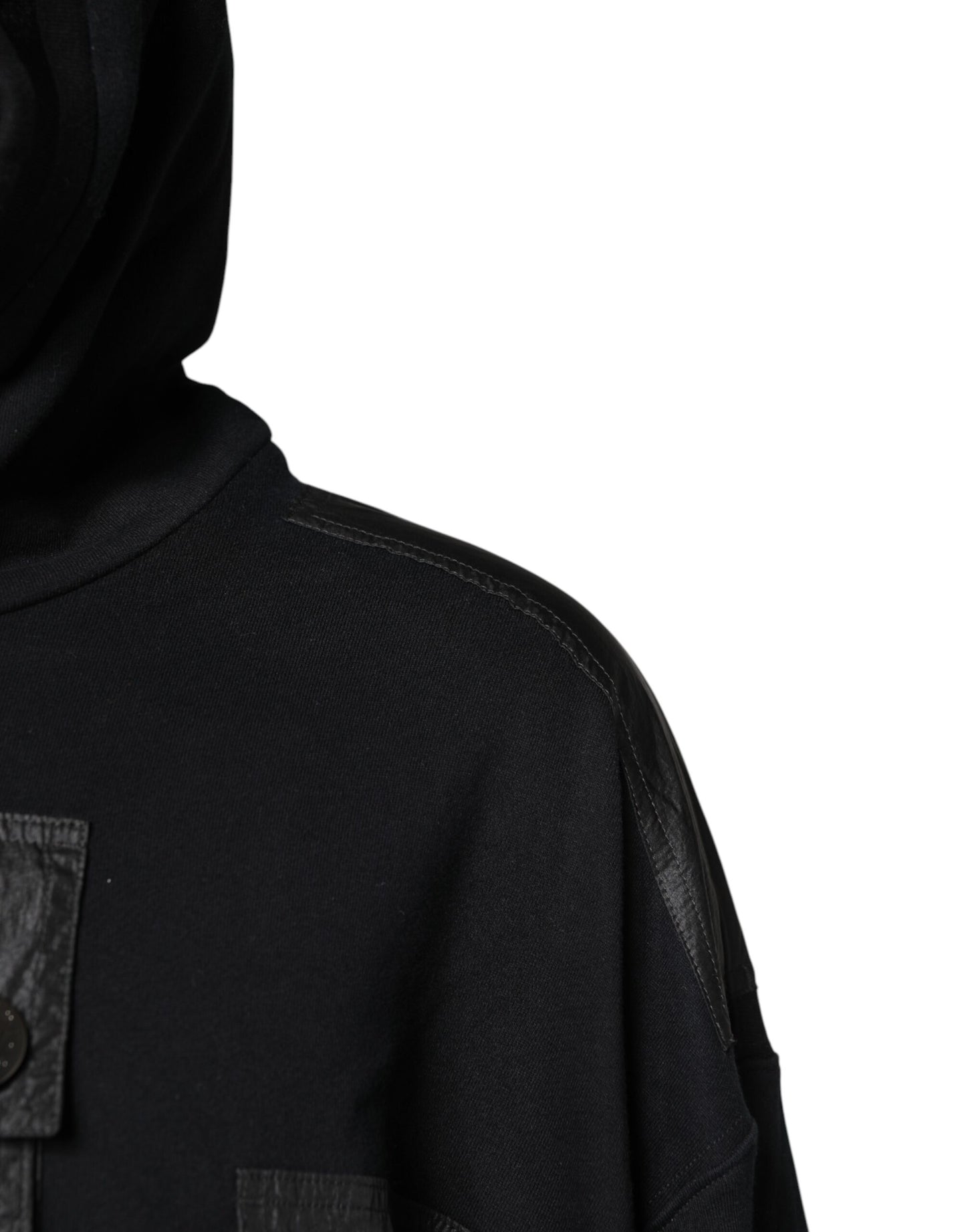 Dolce & Gabbana Schwarzes Baumwoll-Sweatshirt mit Kapuze Pullover