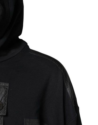Dolce & Gabbana Schwarzes Baumwoll-Sweatshirt mit Kapuze Pullover