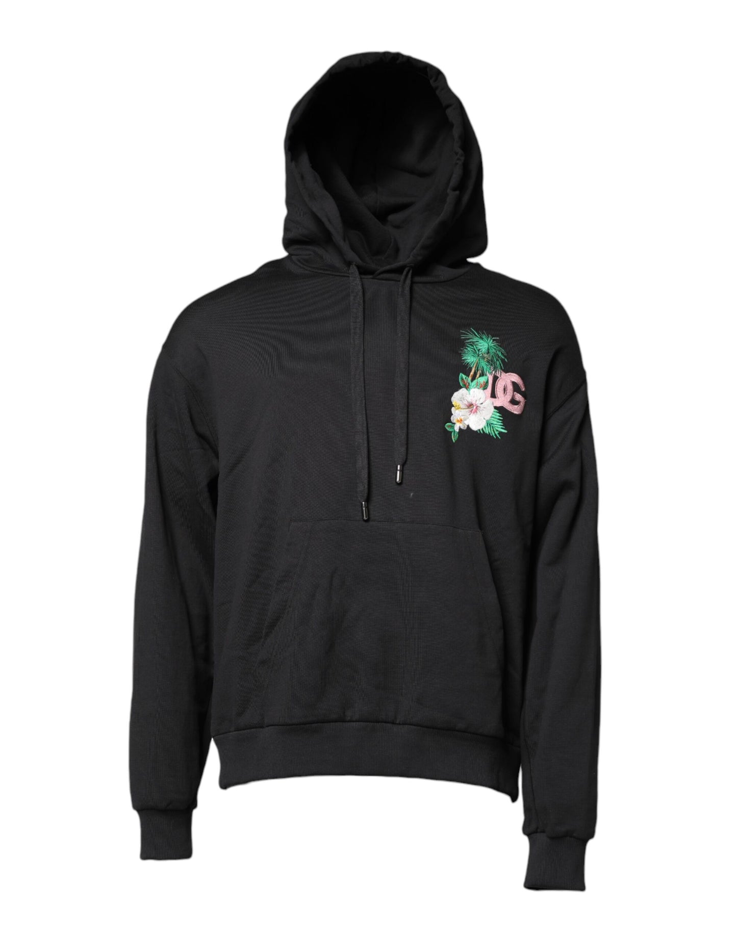 Dolce & Gabbana Schwarzes Sweatshirt mit Stickerei und Kapuze Pullover