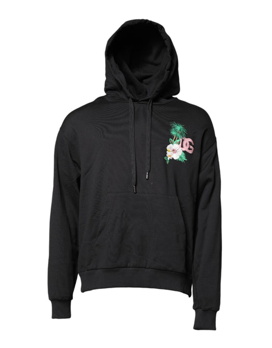 Dolce & Gabbana Schwarzes Sweatshirt mit Stickerei und Kapuze Pullover