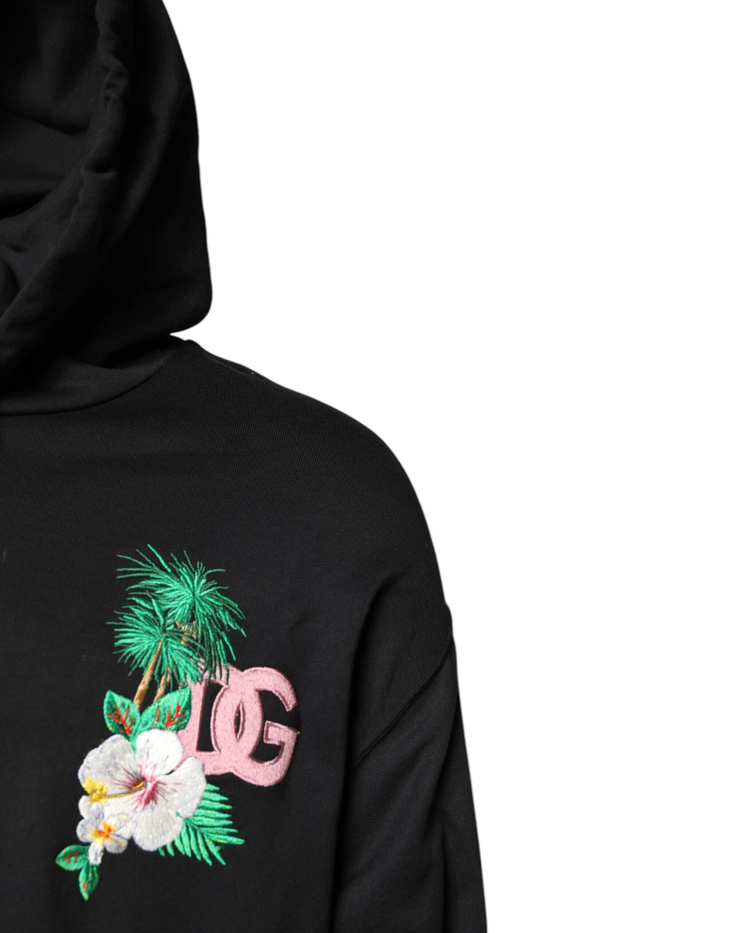 Dolce & Gabbana Schwarzes Sweatshirt mit Stickerei und Kapuze Pullover