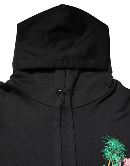 Dolce & Gabbana Schwarzes Sweatshirt mit Stickerei und Kapuze Pullover