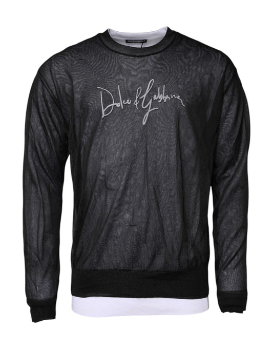 Dolce & Gabbana Schwarzer weißer Logo-Strickpullover