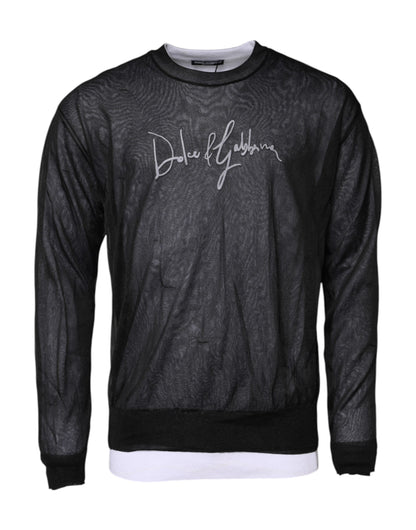 Dolce & Gabbana Schwarzer weißer Logo-Strickpullover