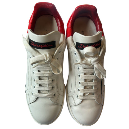 Dolce & Gabbana Weiß Rot Logo Portofino Turnschuhe Schuhe