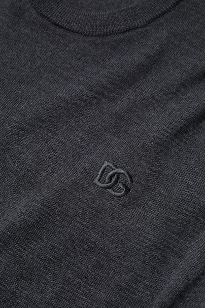Dolce & Gabbana Grauer Woll-Logo-Strickpullover für Männer
