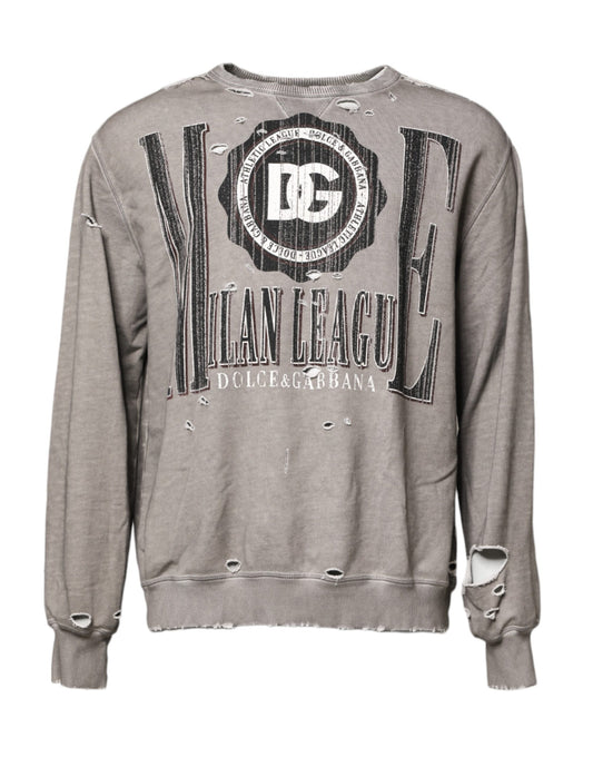 Dolce & Gabbana Grauer Rundhalspullover mit Logodruck