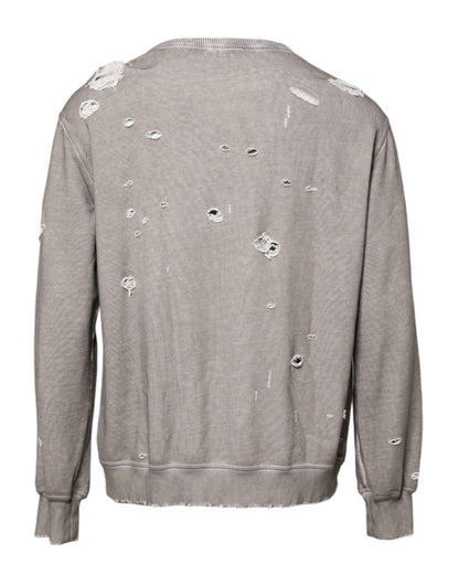 Dolce & Gabbana Grauer Rundhalspullover mit Logodruck