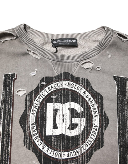 Dolce & Gabbana Grauer Rundhalspullover mit Logodruck