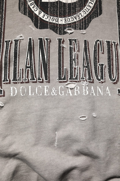Dolce & Gabbana Grauer Rundhalspullover mit Logodruck