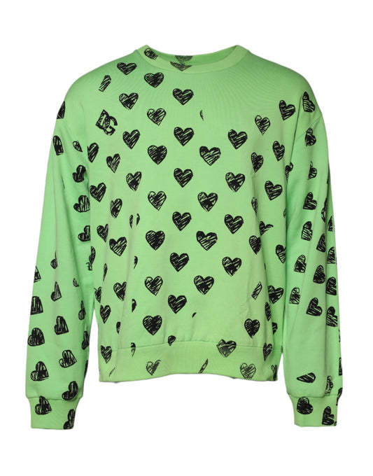 Dolce & Gabbana Grünes Herz mit Rundhalsausschnitt Pullover