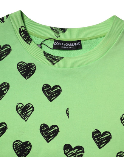 Dolce & Gabbana Grünes Herz mit Rundhalsausschnitt Pullover