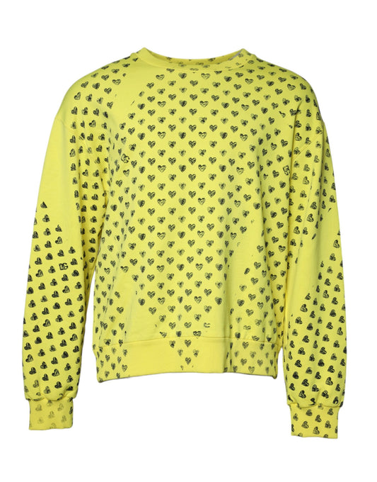 Dolce & Gabbana Gelbes Herz Rundhalsausschnitt Männer Pullover Pullover