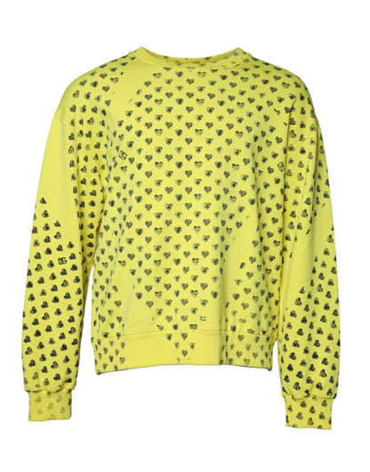 Dolce & Gabbana Gelbes Herz Rundhalsausschnitt Männer Pullover Pullover